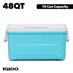 Igloo 48 QT Laguna Hard-Sided Ice Chest Cooler, Aqua Blue and White - USA MEGA SHOP