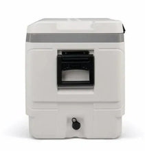 Igloo 150-Quart Maxcold cooler back with black access door and key-style drain plug