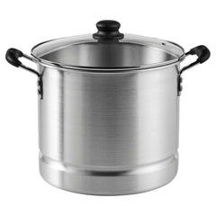 Imusa 10Qt Aluminum Steamer or Stock Pot with Glass Lid & Removable Rack