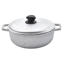 IMUSA cast aluminum caldero with lid, black knob, side handles, silver finish
