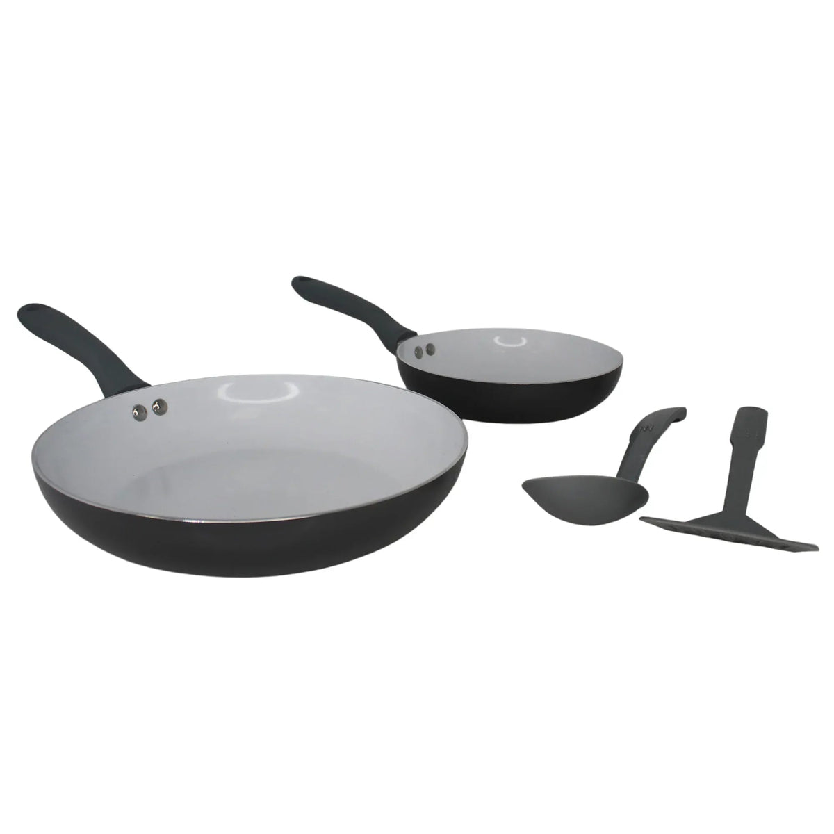 IMUSA Nonstick Ceramic Cookware Set 4-Pieces, 8" and 10" Inches, with Stay-Cool Handles, Aluminum, Gray