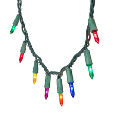 Green twisted cord mini glass LED bulbs with multicolor tips