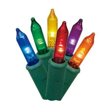 Multicolor glass mini LED bulbs in green clip holder string lights