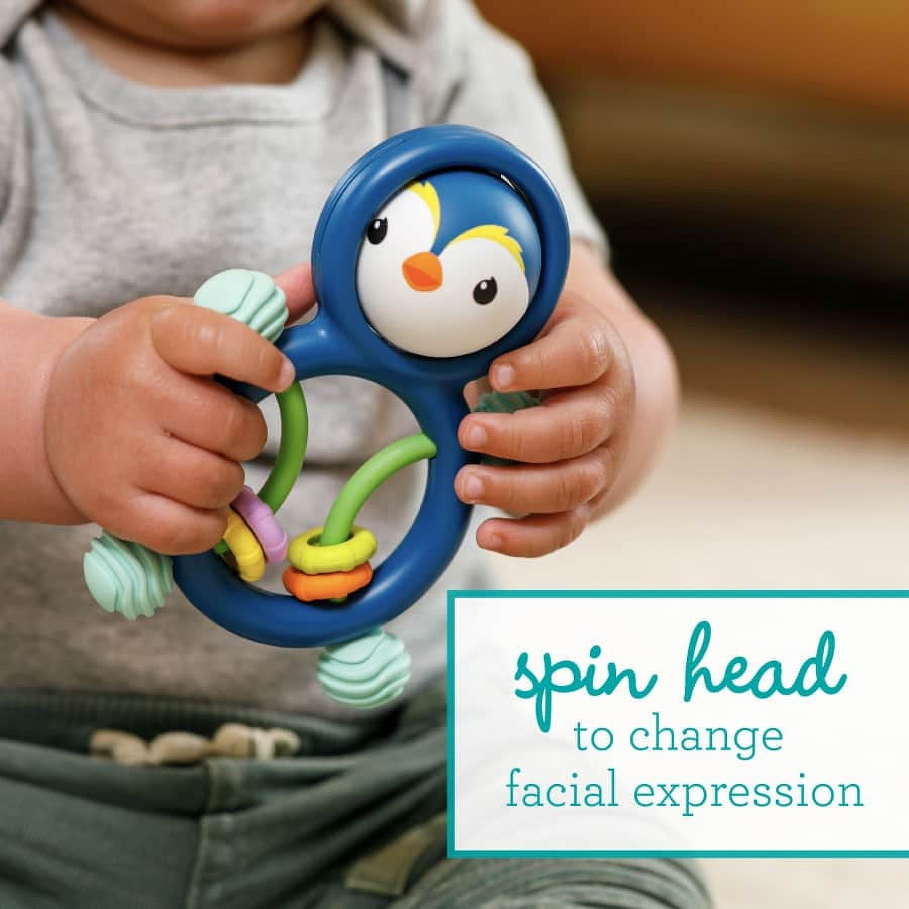 Infantino Busy Lil' Sensory Penguin Rattle, 3-12 Months Unisex, Multicolor