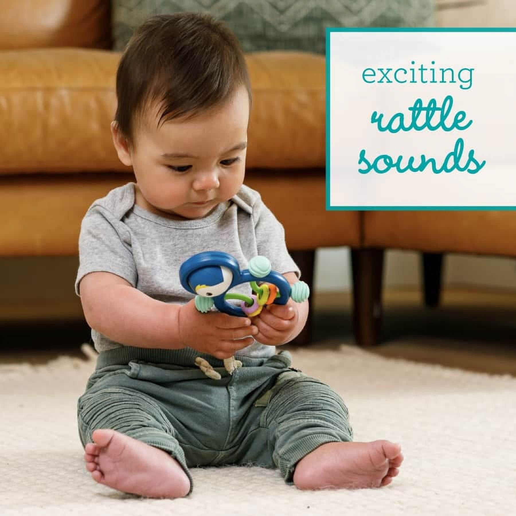 Infantino Busy Lil' Sensory Penguin Rattle, 3-12 Months Unisex, Multicolor