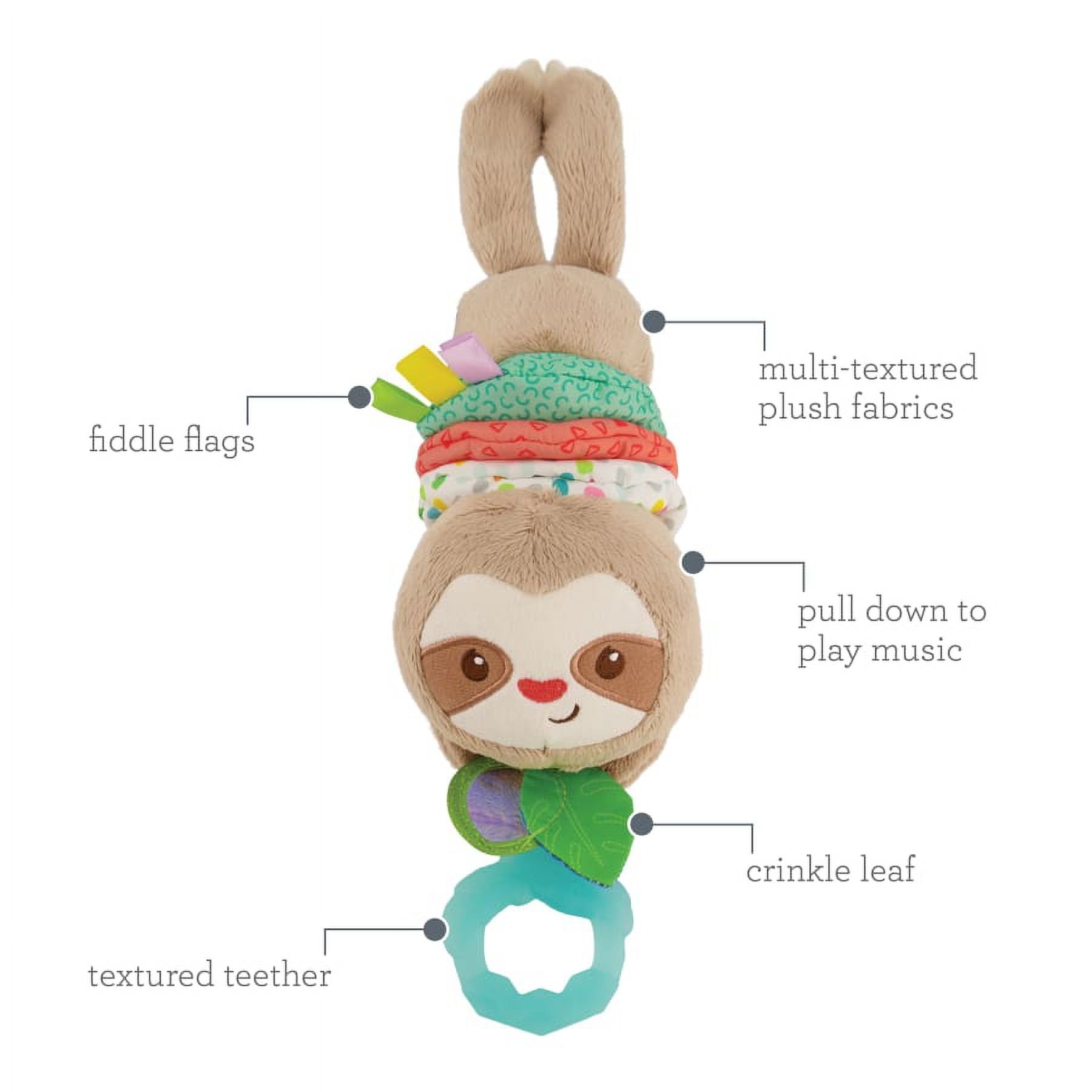 Infantino Music & Motion Pulldown Sloth, Hanging-Style Plush Toy, 6-12 Months