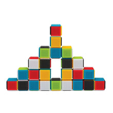 Interlocking stacking blocks set, multicolor square blocks with stud tops