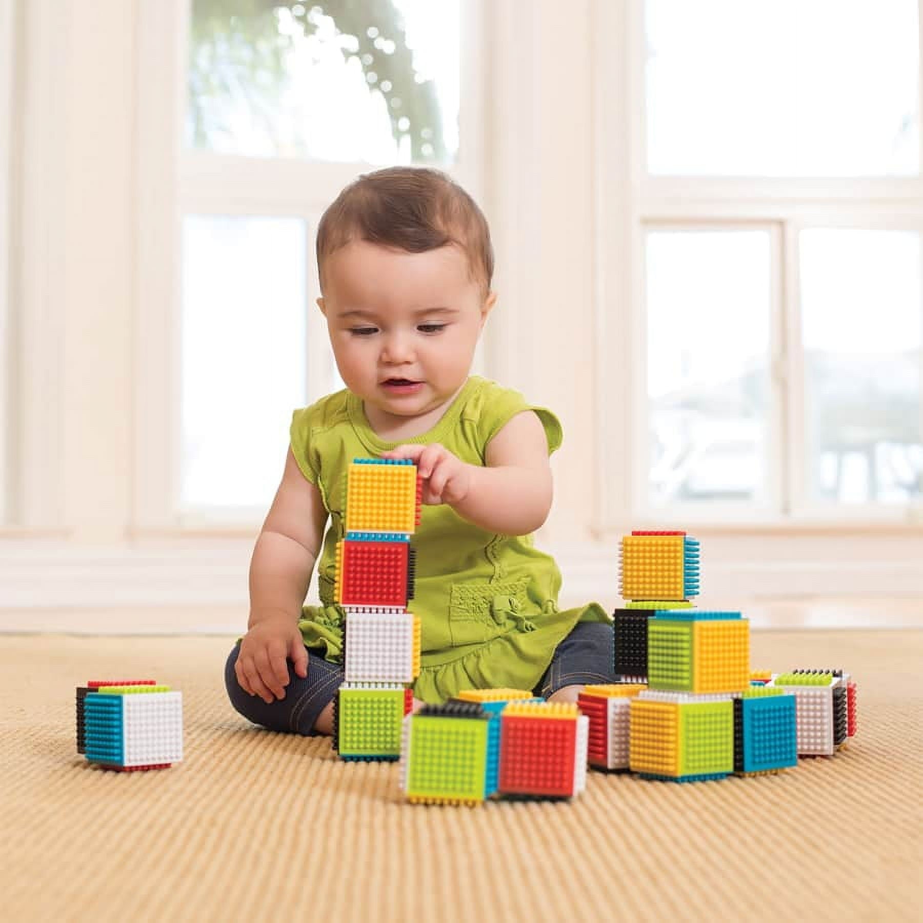 Infantino Press and Stay Stacking Blocks with Interlocking Design, 12-36 Months, 24-Piece Set