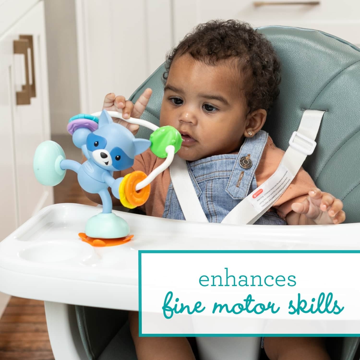 Infantino Stick & Spin Raccoon Pal Suction Attachment Toy, 4+ Months, Multicolor
