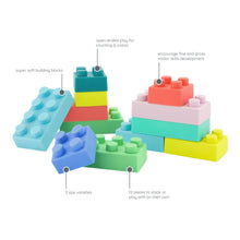 Multicolor stackable baby building blocks, soft blocks in blue, green, red, yellow