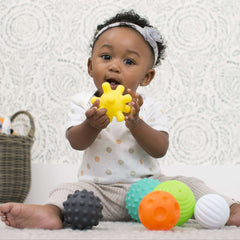 Infantino Textured Multi Ball Set, Soft Plastic, Baby 6-12 Months, Multi-Color, 6-Piece