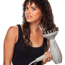 Gray InfinitiPRO hair dryer with diffuser attachment for styling curly hair