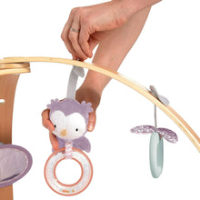 Wooden activity gym arch with hanging ring and plush toy attachments