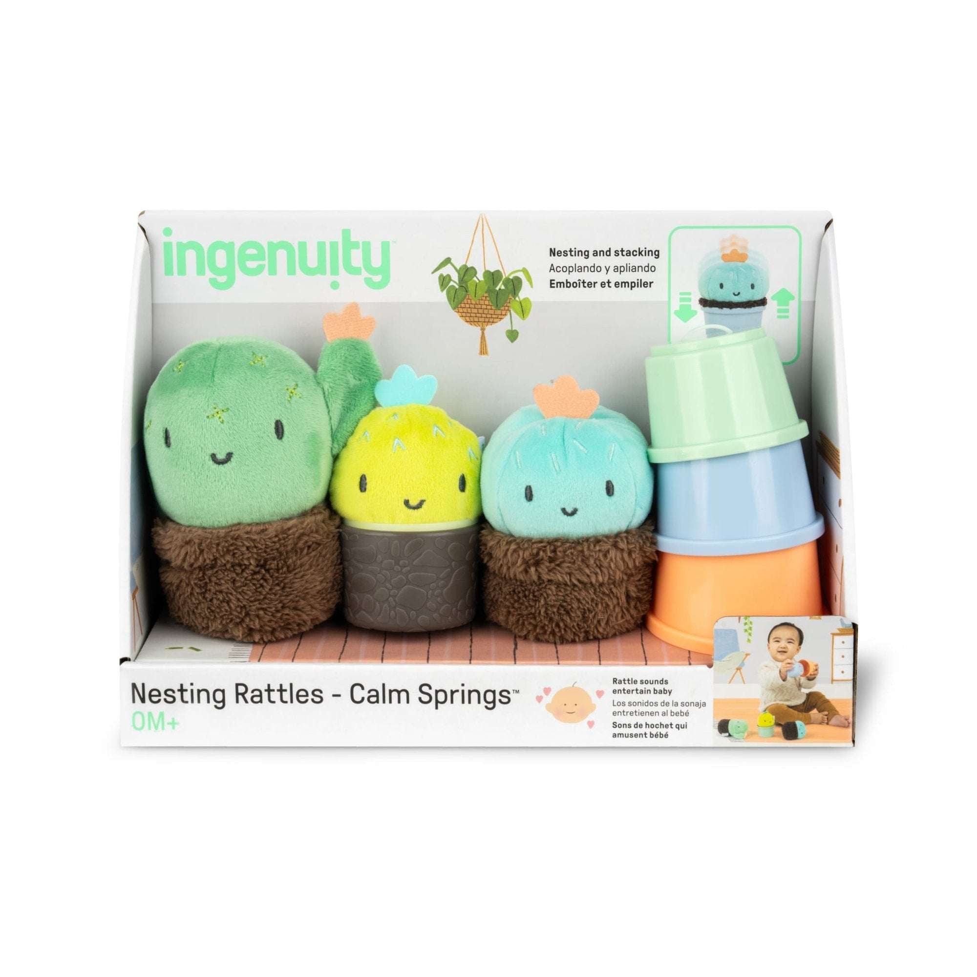 Ingenuity Calm Springs Nesting Rattles for Baby 3 Months +, Unisex