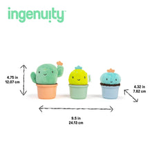 Ingenuity nesting rattles set with three plush character cups; 9.5 in wide