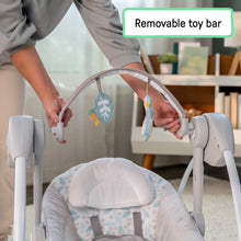 Portable baby swing with removable toy bar and hanging plush activity toys