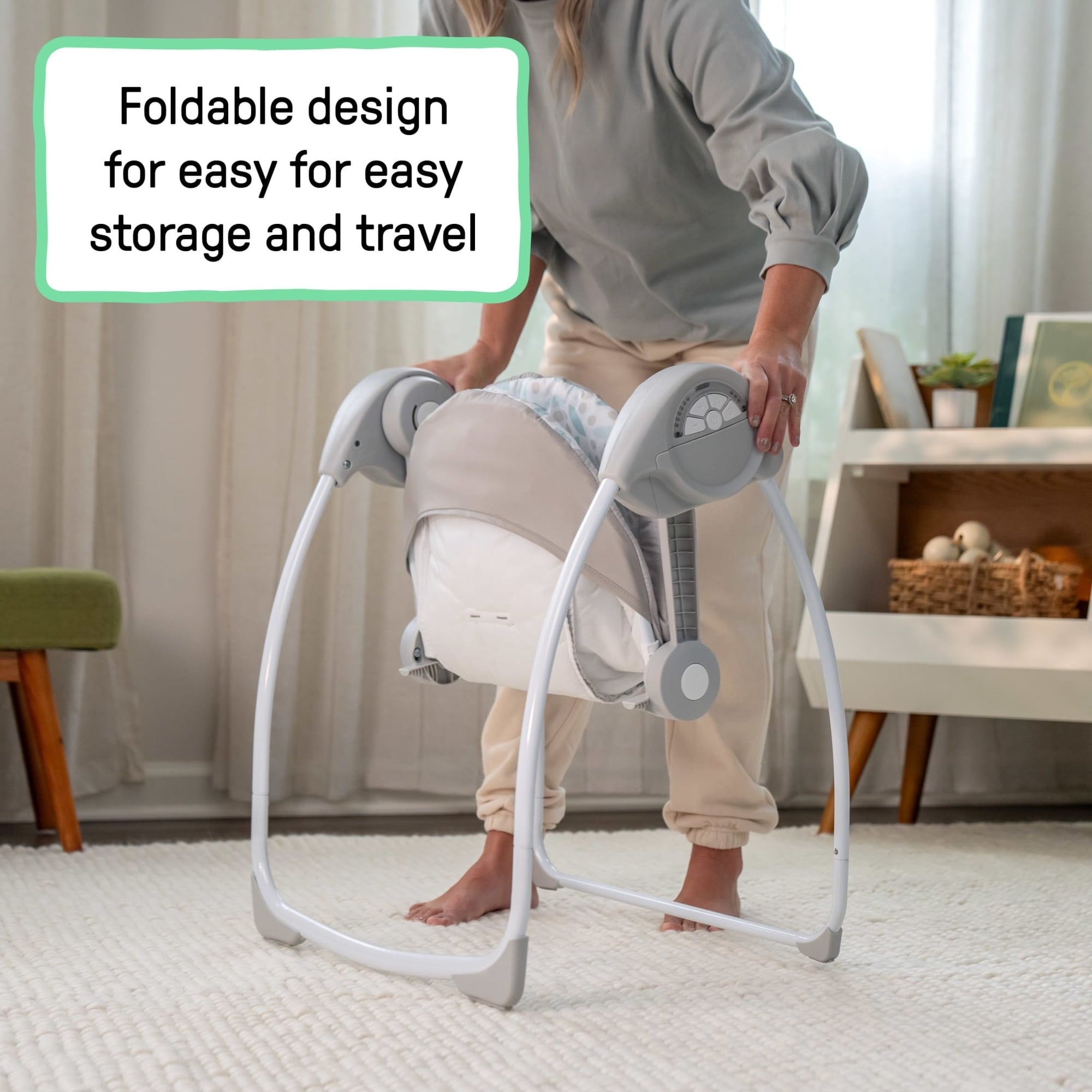 Ingenuity Comfort 2 Go Portable Swing - Endless Bloom - 6 Speeds - 10 Melodies - 0-9M