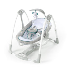 Gray and white 2-in-1 portable vibrating baby swing with plush infant seat