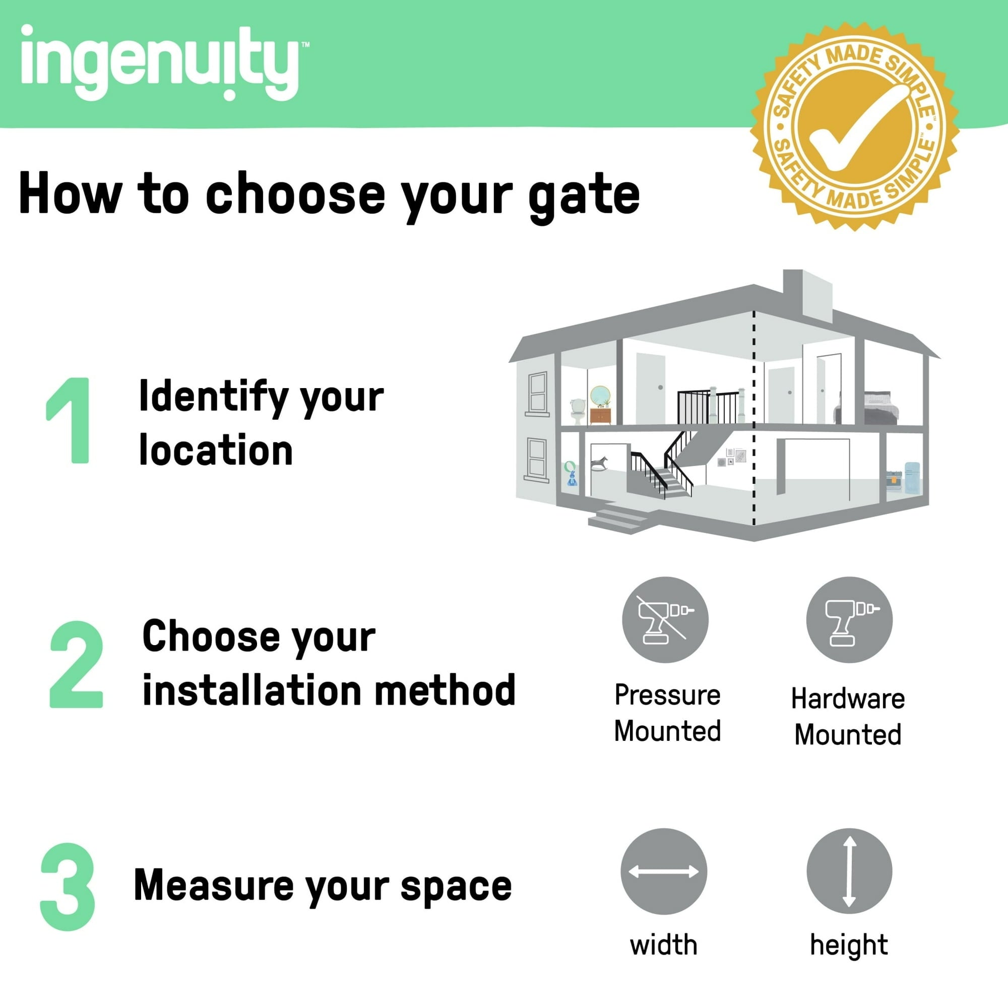 Ingenuity The Doorway 48W Series Safety Pet and Baby Gate, 28.5'-48' Wide, 36' Tall - Black