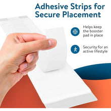 White booster pad inserts with adhesive strips for secure placement