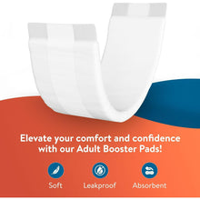 White adult incontinence booster pad inserts, stacked with curved fit shape
