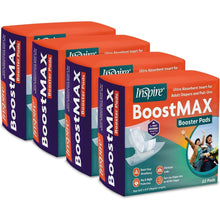 Inspire BoostMAX incontinence booster pad box set, multiple pack cartons shown