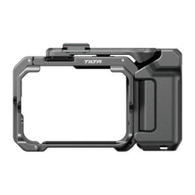 Action camera protective housing with large front opening and side grip
