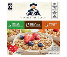 Instant oatmeal variety pack with 52 single-serve packets and assorted flavors