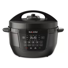 Black 7.5-qt Instant Pot electric multi-cooker with lid and front control panel