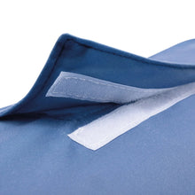 Inflatable lounge chair seam detail with internal straps and fabric patch