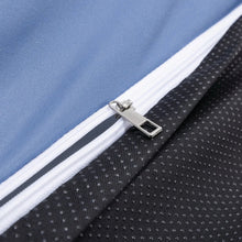 Inflatable lounge chair carry strap with metal buckle on blue fabric