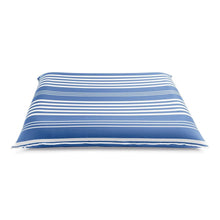Blue and white striped inflatable lounge pillow