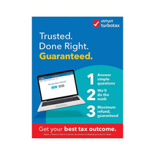 TurboTax Home & Business 2025 guarantee card with laptop and checklist