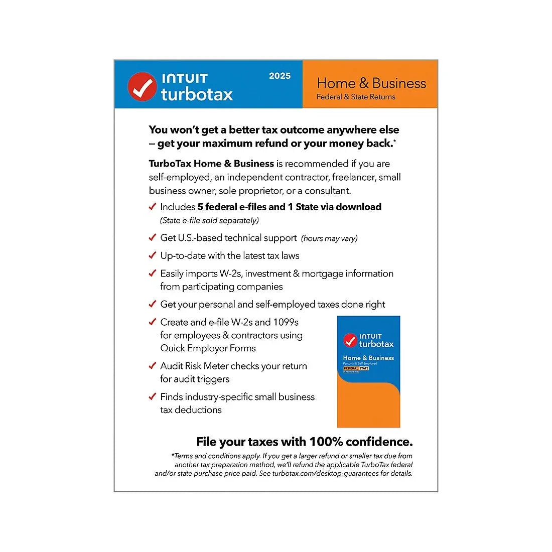 Intuit TurboTax Home & Business Fed+Efile+State 2025 - USA MEGA SHOP