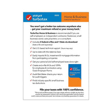 TurboTax Home & Business 2025 information card with checkmark bullets