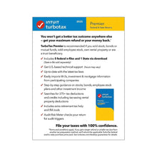 TurboTax Premier 2025 software box back panel with features list