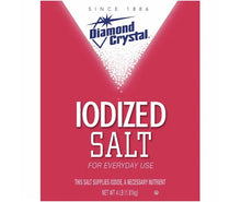 Iodized salt bag with red label and granule-style crystal graphic