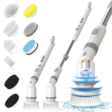Electric spin scrub brush with assorted attachment heads in multiple shapes