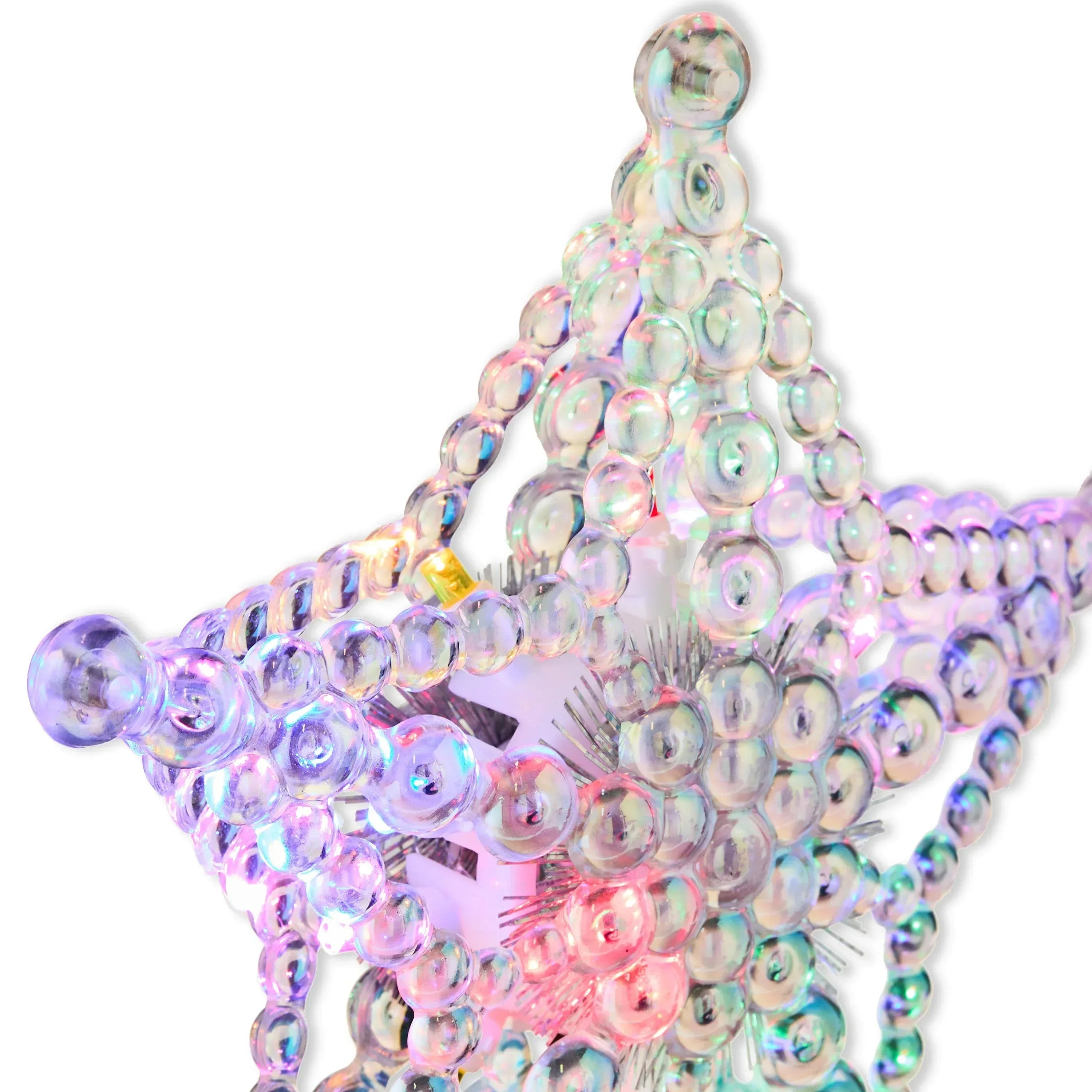 Iridescent Beaded Star LED Christmas Tree Topper, 7.5", by Holiday Time