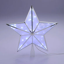 LED Christmas tree topper star with iridescent glow, metal frame, battery wire