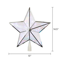 LED Christmas tree topper star with iridescent lights and metal frame, 14.5 in tall