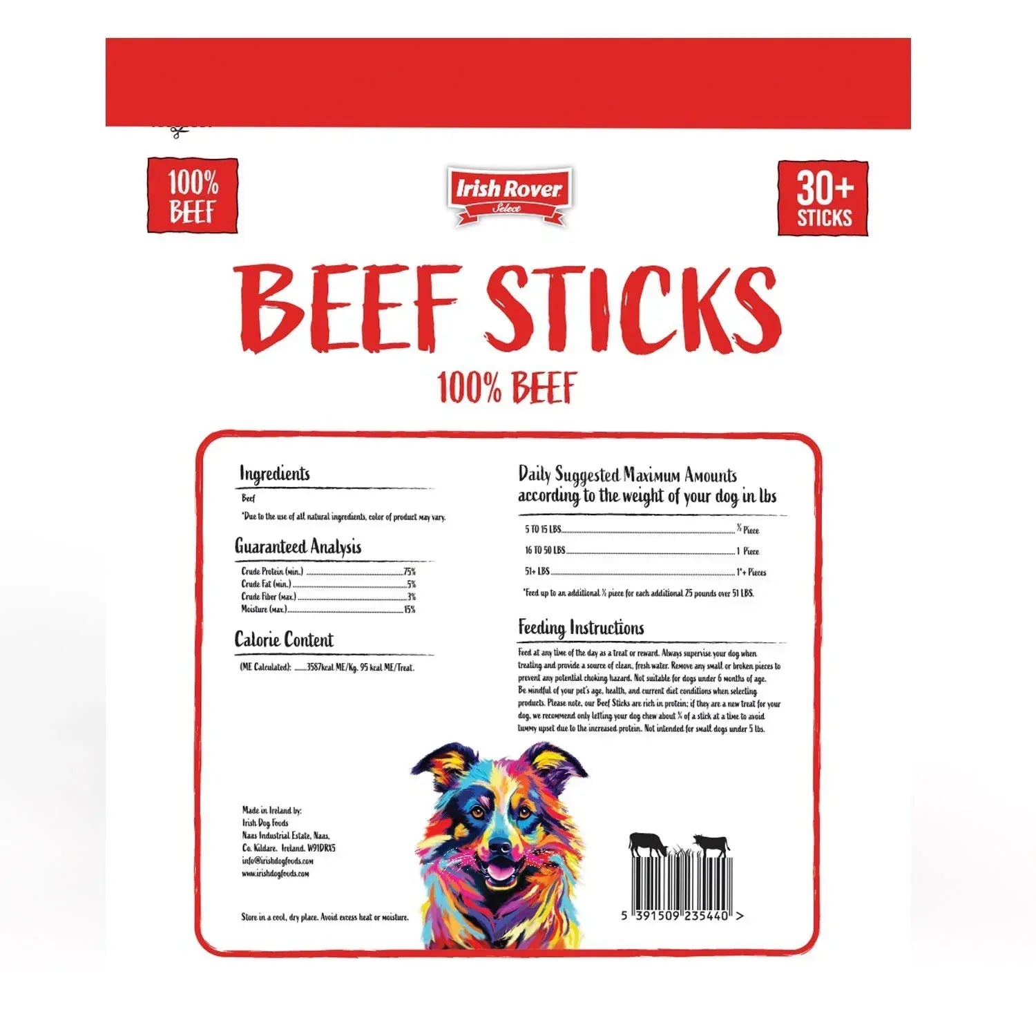 Irish Rover Beef Stick Dog Treats, 35 oz.