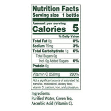 Nutrition Facts label for unsweetened green tea, serving size 1 bottle