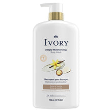 Ivory deeply moisturizing body wash bottle with pump, vanilla notes, 798 ml