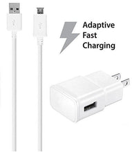 Fast wall charger adapter with USB output and white micro USB cable