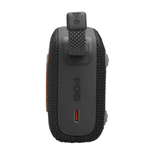 Black JBL portable Bluetooth speaker back with vertical power button indicator