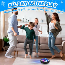 Glowing LED hover soccer ball toy on the floor near children