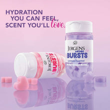 Jergens Lotion Bursts jar with lavender heart-shaped moisturizer pieces