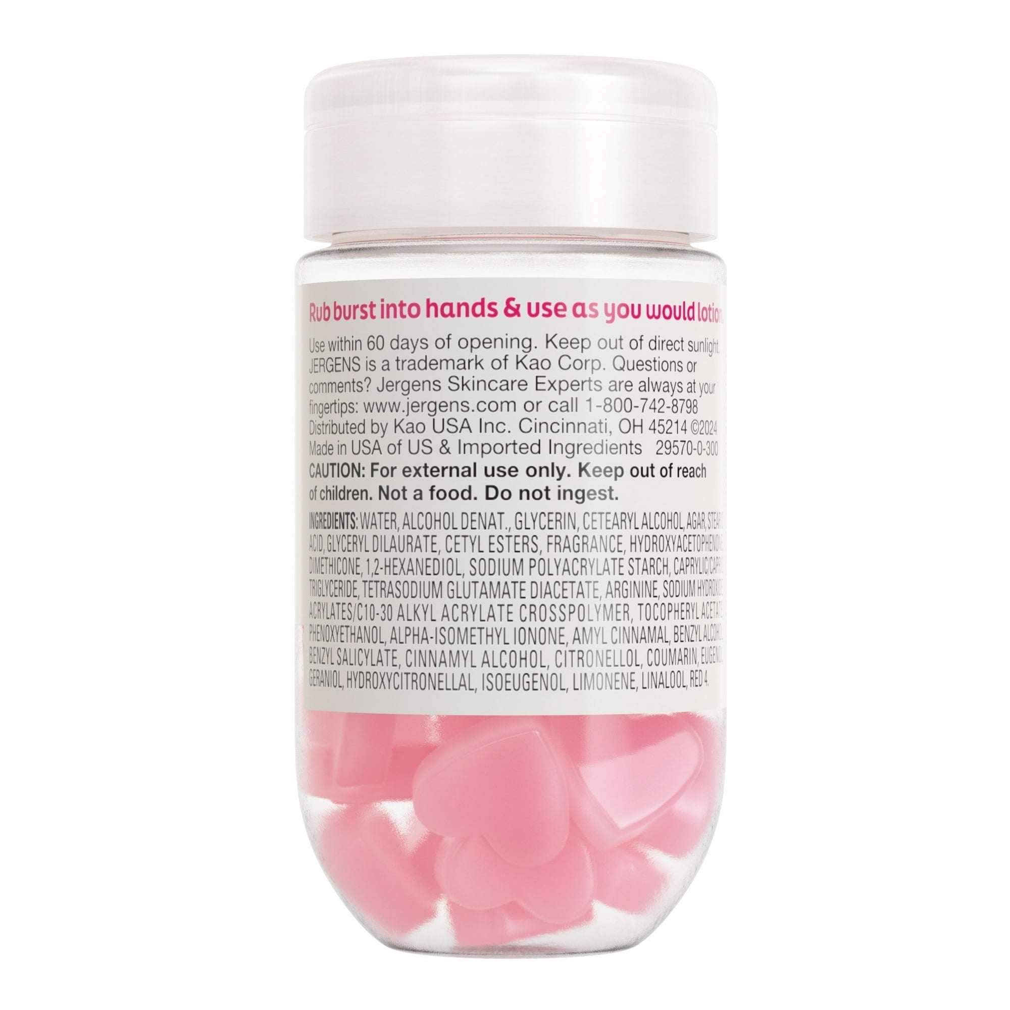 Jergens Cherry Almond Lotion Bursts, Squishy Heart-Shaped Moisturizer Bursts, 38 Ct