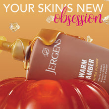 Jergens Warm Amber Shea Fusion body lotion bottle with gold pump and golden gel